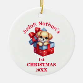 Ornamento De Cerâmica Fofo Bonito Primeiro Natal Personalizado