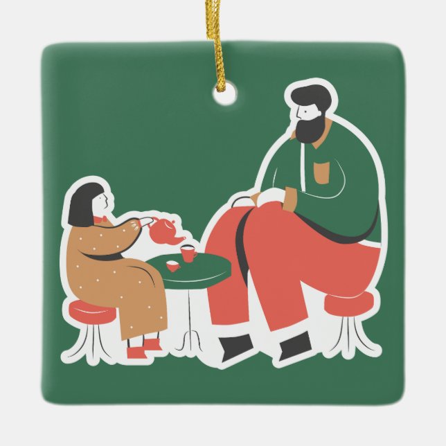 Ornamento De Cerâmica Fofo de Natal (Frente)