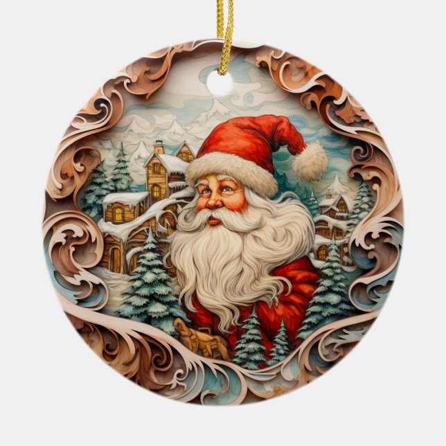 Ornamento De Cerâmica Fofo Natal Papai Noel Personalizado (Frente)