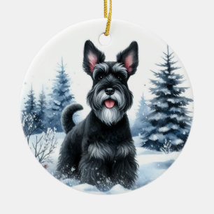Ornamento De Cerâmica Fofo negro esquisito Cena de inverno