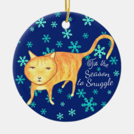 Ornamento De Cerâmica Fofuras Quentes & Nevascas de Natal Gato de Natal