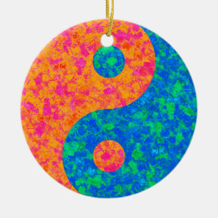 Ornamento De Cerâmica Fogo & água Yin abstrato Yang Ornamnet