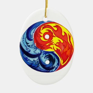 Ornamento De Cerâmica Fogo e Gelo Yin-Yang