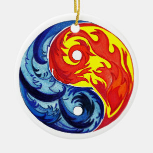 Ornamento De Cerâmica Fogo e Gelo Yin-Yang