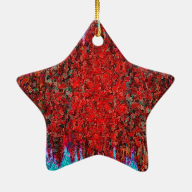 Ornamento De Cerâmica Fogo vermelho e azul e gelo (Verso)