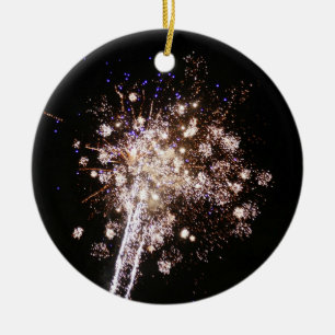 Ornamento De Cerâmica Fogos de Artifício Azuis e Brancos
