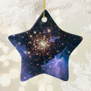 Ornamento De Cerâmica Fogos de Artifício no Espaço Estrela Celestial