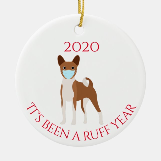 Ornamento De Cerâmica Foi um Ano Difícil Cachorro Basenji Hound 2020 (Frente)