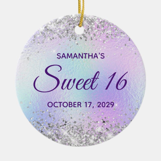 Ornamento De Cerâmica Folha Azul Turquesa, Gliteira Prateada 16 (Frente)