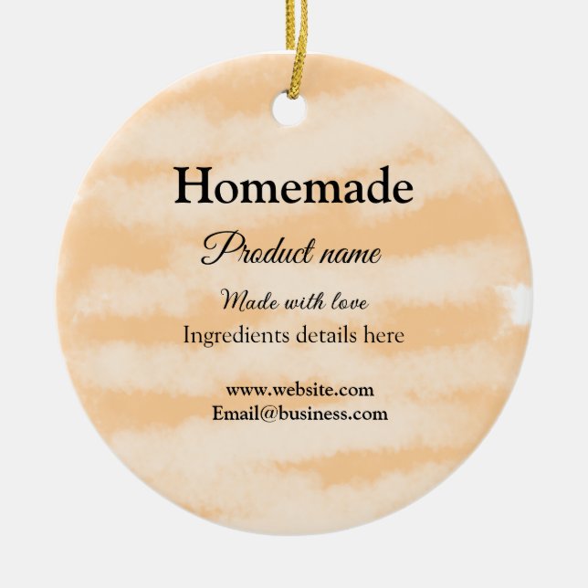 Ornamento De Cerâmica Folha caseira feita com amor adicionar texto site (Frente)