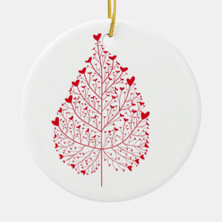 Ornamento De Cerâmica Folha De Corações