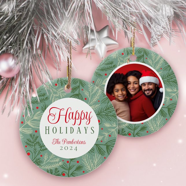 Ornamento De Cerâmica Folhagem de Férias de Foto (Criador carregado)