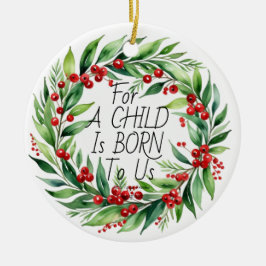 Ornamento De Cerâmica Folhagens de Natal ''Uma Coroa de Natal para Crian