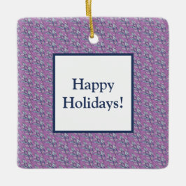 Ornamento De Cerâmica Folhas azuis e roxas