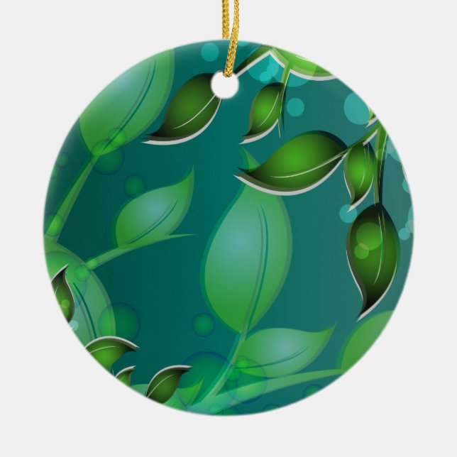 Ornamento De Cerâmica Folhas de jardim frescas (Frente)