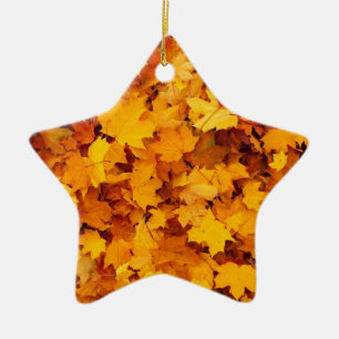 Ornamento De Cerâmica Folhas de Mapeamento Amarelo de outono