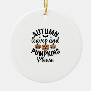 Ornamento De Cerâmica Folhas de Outono Abóboras Por Favor Halloween Vint