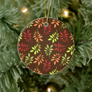 Ornamento De Cerâmica Folhas de outono Coloridas em Toneladas Quentes de