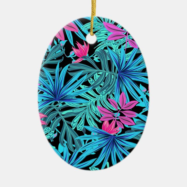 Ornamento De Cerâmica Folhas tropicais (Frente)