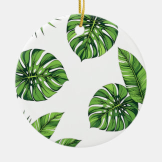 Ornamento De Cerâmica Folhas Tropicais de Monstera Padrão Sem Costura Ve
