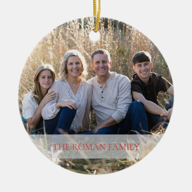 Ornamento De Cerâmica Foliage Wreath Photo Feliz & Bright Holiday (Frente)