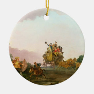 Ornamento De Cerâmica Foliões em um treinador, c.1785-90 (óleo em