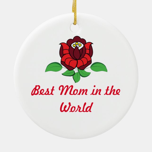 Ornamento De Cerâmica Folk art floral húngaro personalizado (Traseira)