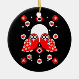 Ornamento De Cerâmica Folk Art Owl