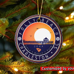 Ornamento De Cerâmica Folly Beach South Carolina Retro Sunset Souvenir<br><div class="desc">Este retro Folly Beach Pier do South Carolina Vintage design faz um excelente de Natal ou presente de aniversário para fãs da South Carolina Beach. O retroverão vibes design é um presente perfeito para amantes de viagem e fãs de destinos tropicais. - Você pode personalizar o modelo, adicionando um nome...</div>