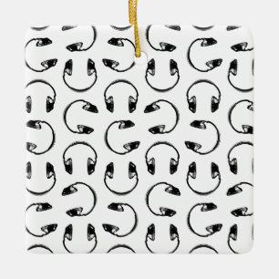 Ornamento De Cerâmica Fones de ouvido Impressão de música COR DE FUNDO