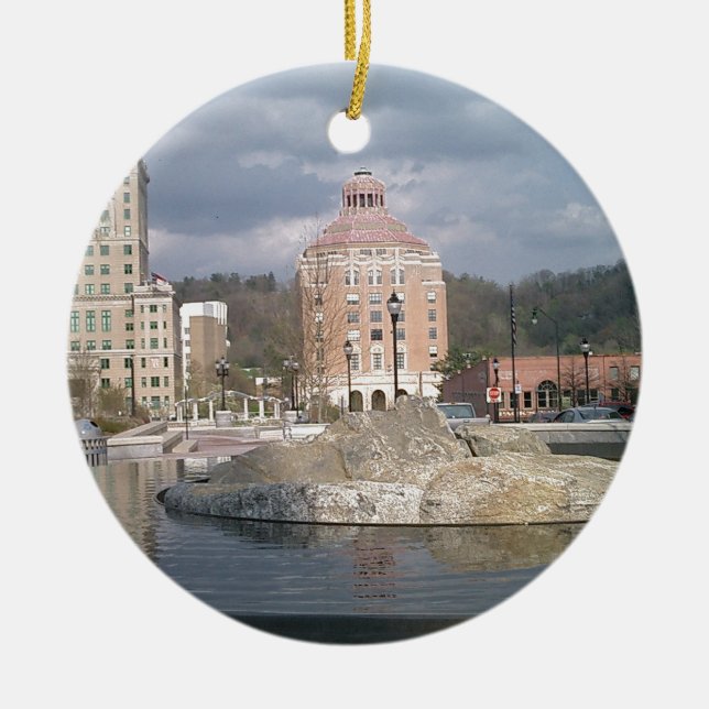 Ornamento De Cerâmica Fonte de Asheville nc (Frente)