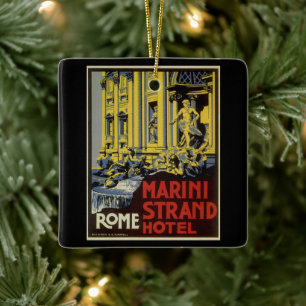 Ornamento De Cerâmica Fonte de Trevi Vintage, Hotel Marini Strand, Roma