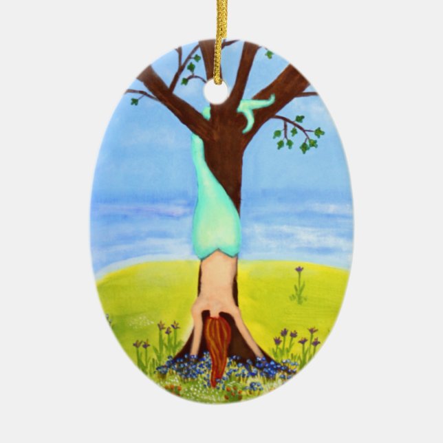 Ornamento De Cerâmica "Fora arte da sereia da água" (Frente)