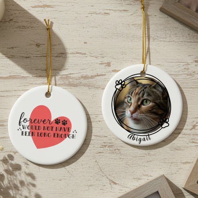 Ornamento De Cerâmica Forever Not Long Enough Pet Memorial Heart Gift (Pet memorial ceramic ornament)