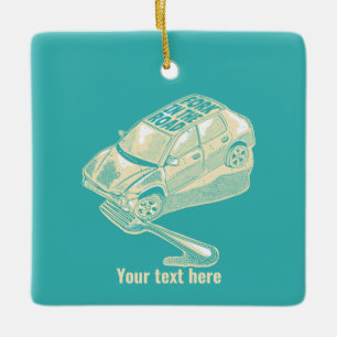 Ornamento De Cerâmica Fork no acidente de viação