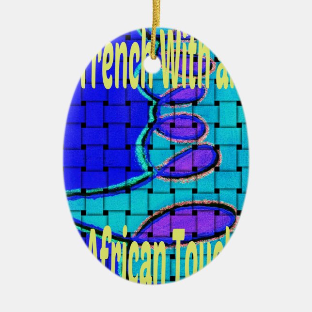 Ornamento De Cerâmica Forma Abstrato Roxa Verde Azul-Africana (Frente)