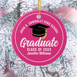 Ornamento De Cerâmica Formando Personalizado 2025 para Graduação Rosa Qu