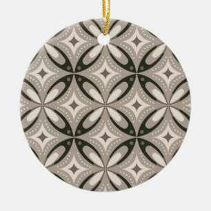 Ornamento De Cerâmica Formas Geométricas Retro Bege e Marrom