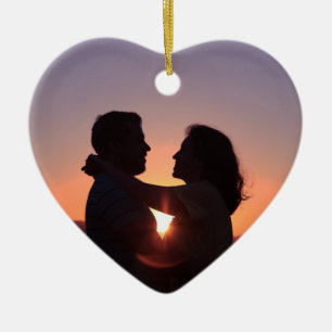 Ornamento De Cerâmica Formatação Personalizada de Coração de Fotos