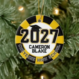 Ornamento De Cerâmica Formatura da turma de 2027 de Letterman em foto