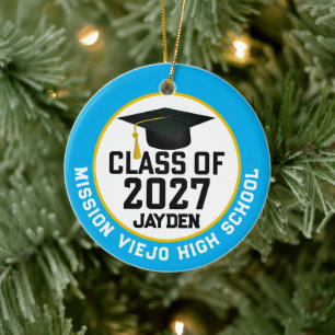 Ornamento De Cerâmica Formatura da turma de 2027 de Letterman em foto