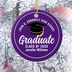 Ornamento De Cerâmica Formatura Personalizada Roxo Branco 2026