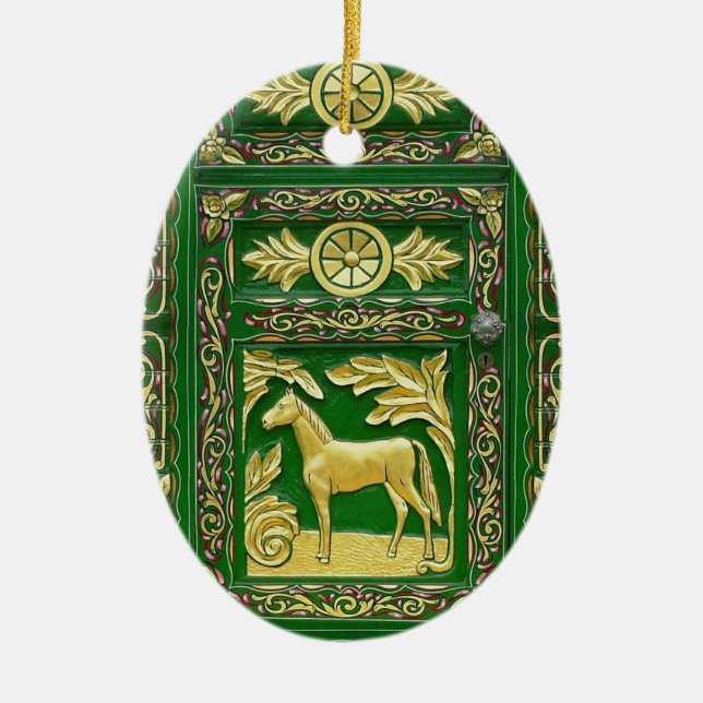 Ornamento De Cerâmica Fornalha cerâmica com porta cigana (Frente)