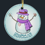 Ornamento De Cerâmica Fosco Snowman<br><div class="desc">Fosco Snowman,  t-shirts e presentes de Snowman,  por ArtMuvz Illustration. Personalize o nome personalizado Snowman,  t-shirts,  presentes e roupa. Adicione seu nome a este ornamento Snowman para torná-lo seu.</div>