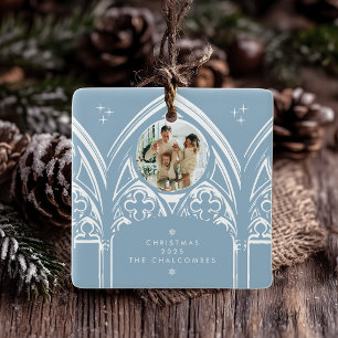 Ornamento De Cerâmica Foto Azul Conto de Fadas de Natal Gótico Invernal