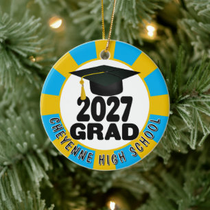 Ornamento De Cerâmica Foto Bold da Turma de 2027 Graduação