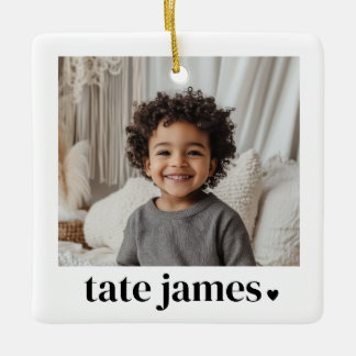 Ornamento De Cerâmica Foto Cardíaca do Nome do Menino