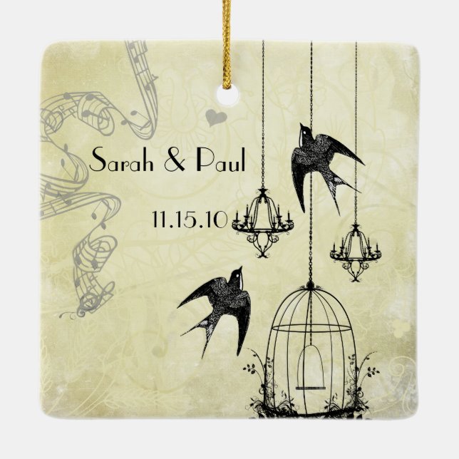 Ornamento De Cerâmica Foto: Chandeliers Musical Black & Cinza 3 (Verso)