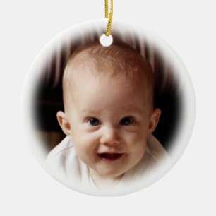 Ornamento De Cerâmica Foto com Borda Suave - Feliz Natal