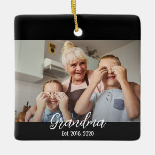Ornamento De Cerâmica foto com escrita Avó Est.